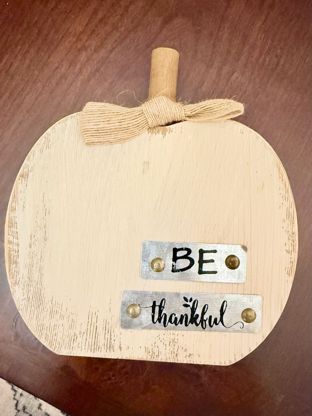 Be Thankful Cream Wooden Pumpkin Decor